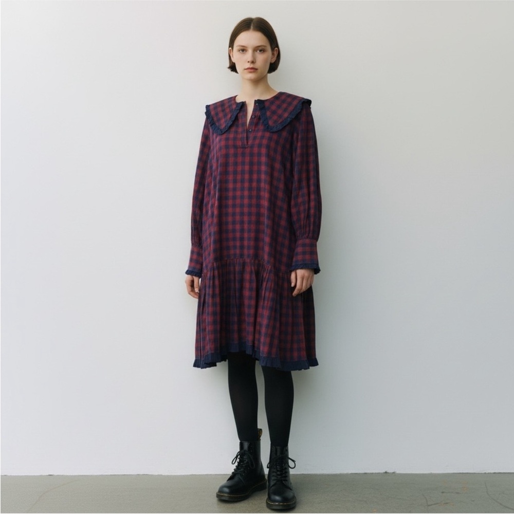 Ophelia & Indigo Plaid Gingham Collar Gracie Dress